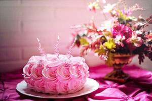 Picture of a pink birthday cake.